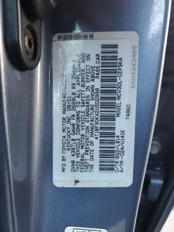 2002 Toyota Camry VIN 4T1BF30KX2U502998 Copart auction photo, minor dent/scratches damage thumbnail 12