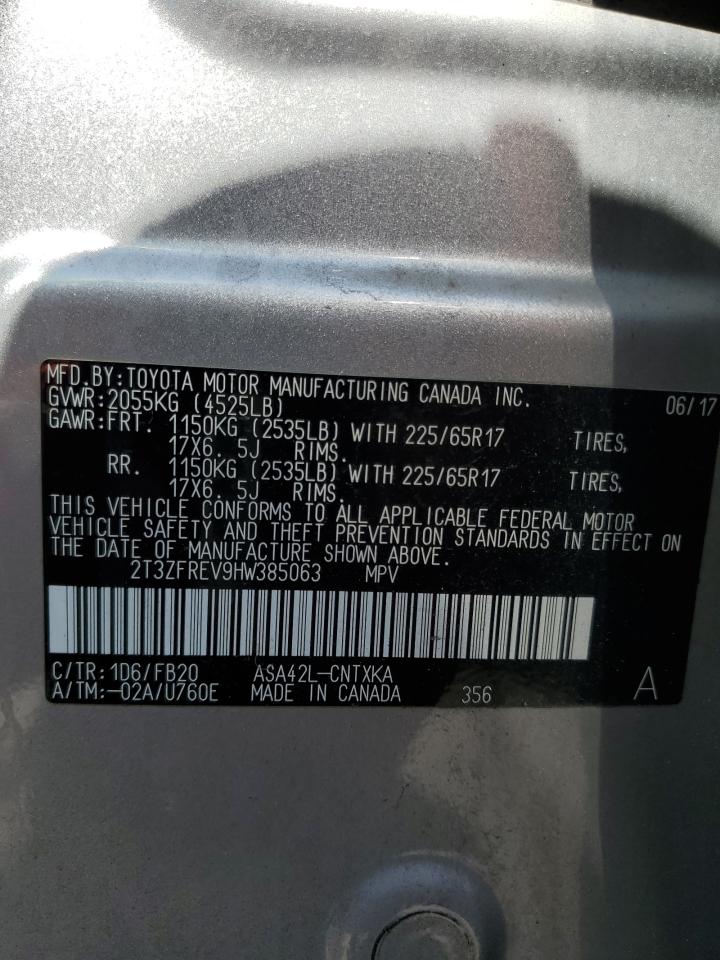 2017 Toyota RAV 4 VIN 2T3ZFREV9HW385063 Copart auction photo, front end damage thumbnail 14