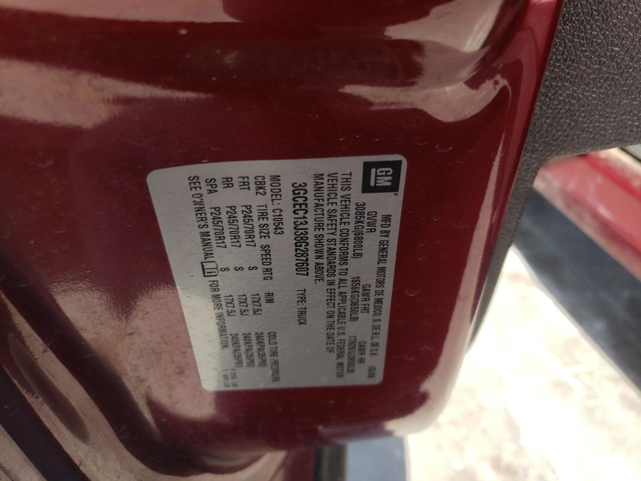 2008 Chevrolet Silverado VIN 3GCEC13J38G287607 Copart auction photo, front end damage thumbnail 14