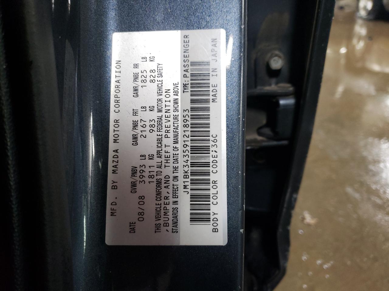 2009 Mazda 3 VIN JM1BK343591218953 Copart auction photo, front end / side damage thumbnail 12
