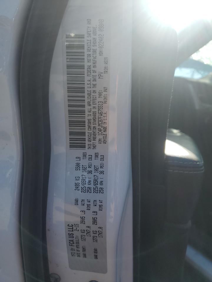 2015 Jeep Grand Cherokee VIN 1C4PJMCB7FW675513 Copart auction photo, front end damage thumbnail 12