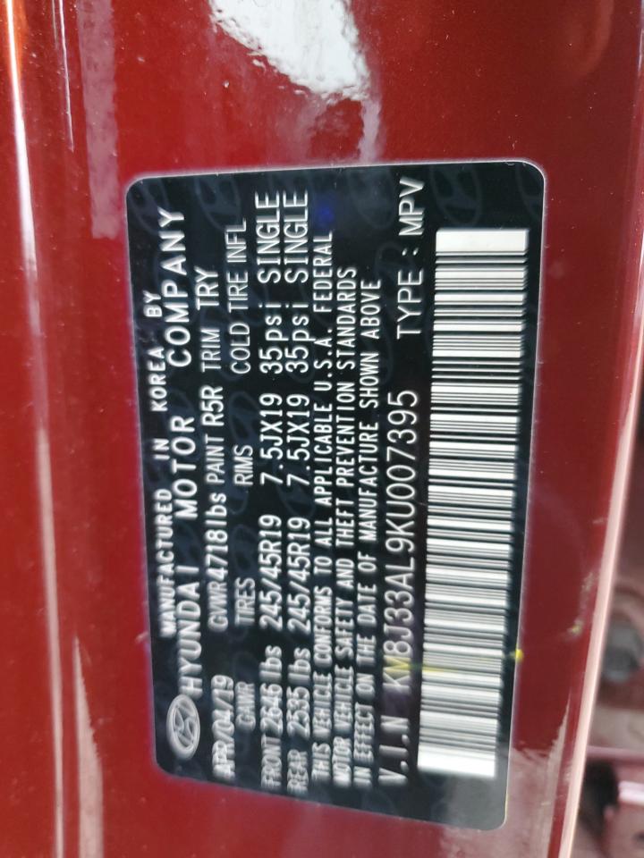 2019 Hyundai Tucson VIN KM8J33AL9KU007395 Copart auction photo, front end damage thumbnail 15
