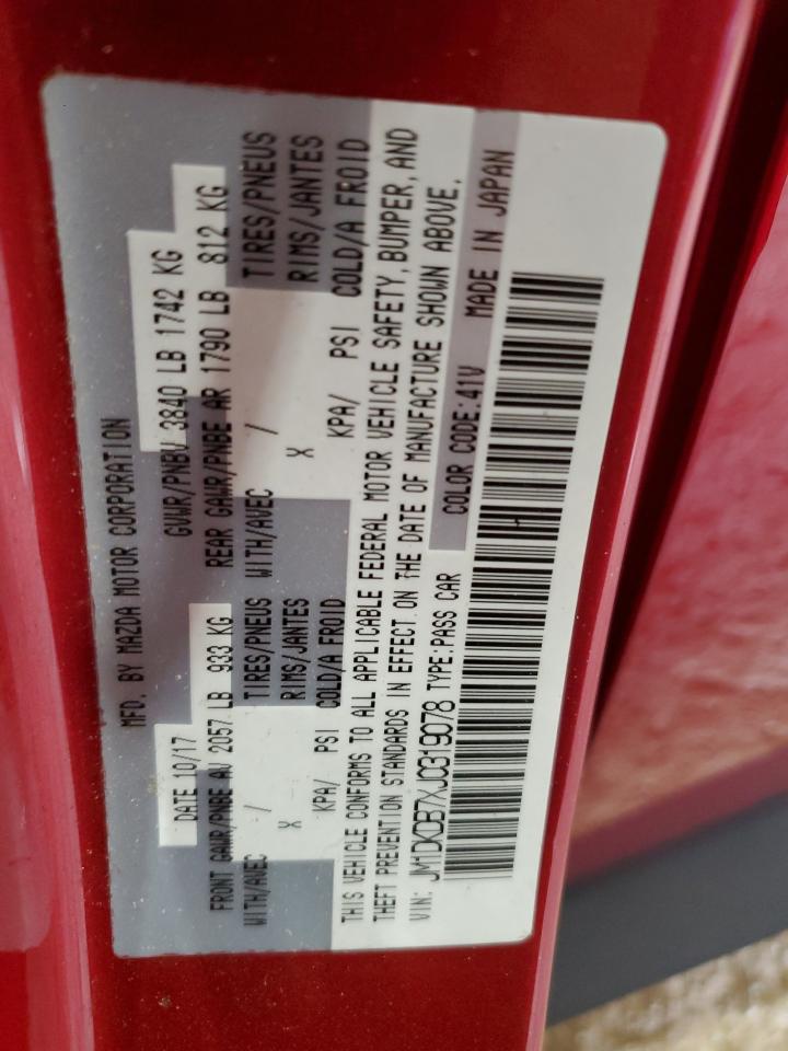 2018 Mazda CX-3 VIN JM1DKDB7XJ0319078 Copart auction photo, rear end / side damage thumbnail 12