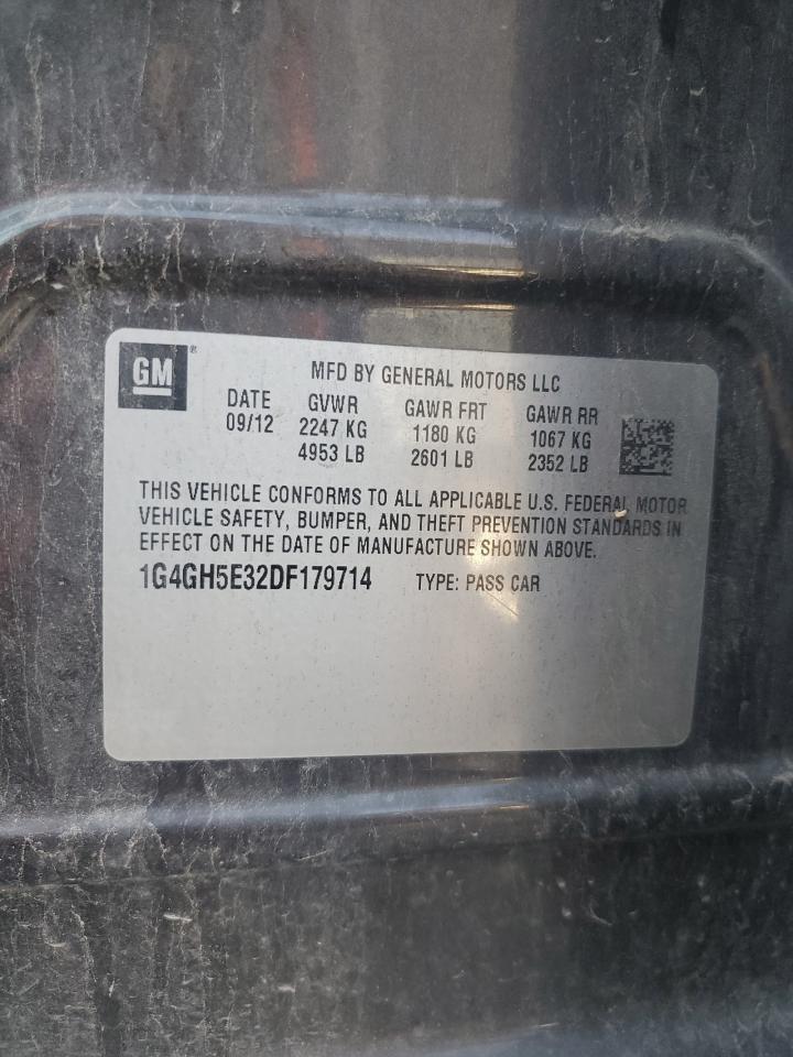 2013 Buick LaCrosse VIN 1G4GH5E32DF179714 Copart auction photo, rear end damage thumbnail 12