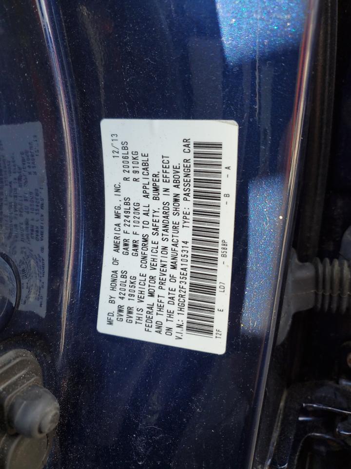2014 Honda Accord VIN 1HGCR2F35EA105314 Copart auction photo, all over damage thumbnail 13