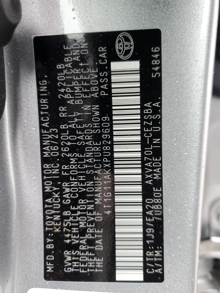 2023 Toyota Camry VIN 4T1G11AKXPU829609 Copart auction photo, front end damage thumbnail 13