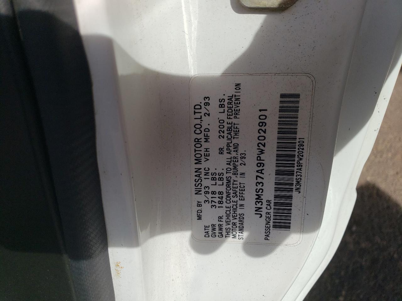 1993 Nissan 240SX VIN JN3MS37A9PW202901 Copart auction photo, front end damage thumbnail 14