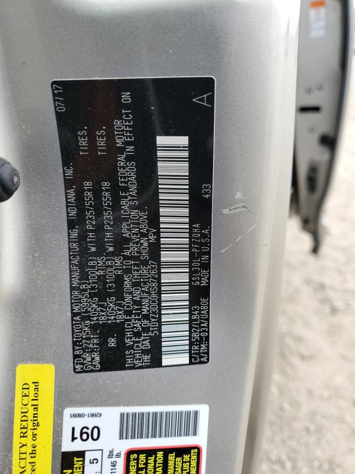 2017 Toyota Sienna VIN 5TDYZ3DC0HS872637 Copart auction photo, front end / minor dent/scratches damage thumbnail 15