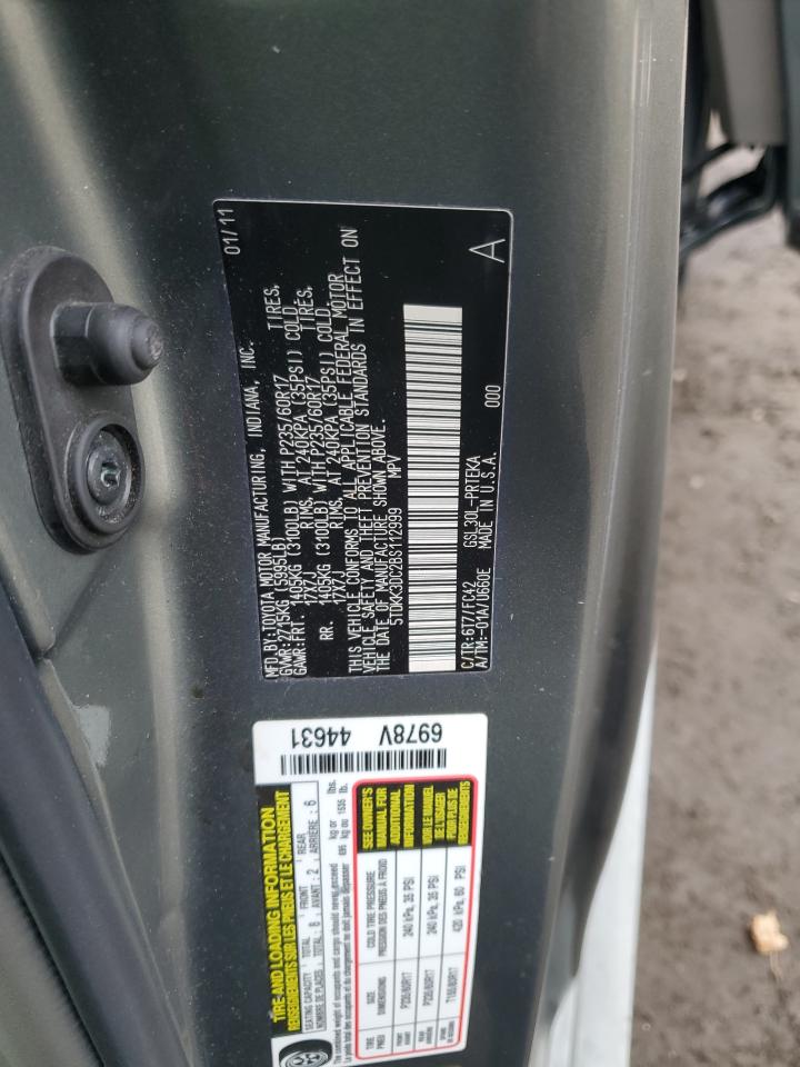 2011 Toyota Sienna VIN 5TDKK3DC2BS112999 Copart auction photo, side / rear end damage thumbnail 13
