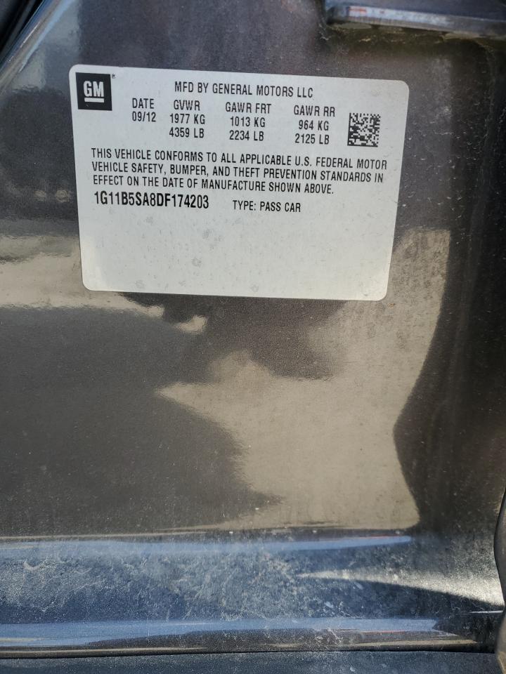 2013 Chevrolet Malibu VIN 1G11B5SA8DF174203 Copart auction photo, front end damage thumbnail 13