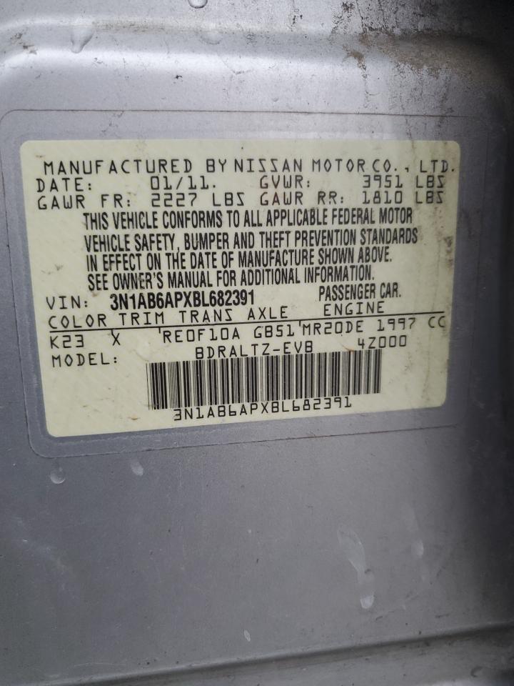 2011 Nissan Sentra VIN 3N1AB6APXBL682391 Copart auction photo, biohazard/chemical / side damage thumbnail 12