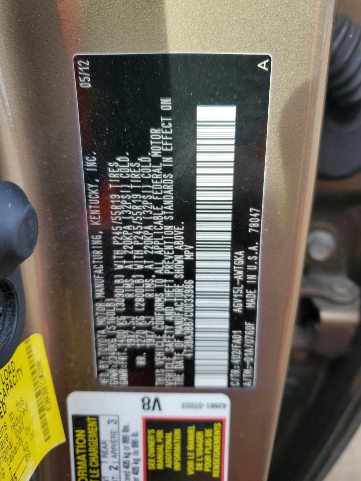 2012 Toyota Venza VIN 4T3BA3BB7CU033986 Copart auction photo, front end / minor dent/scratches damage thumbnail 13