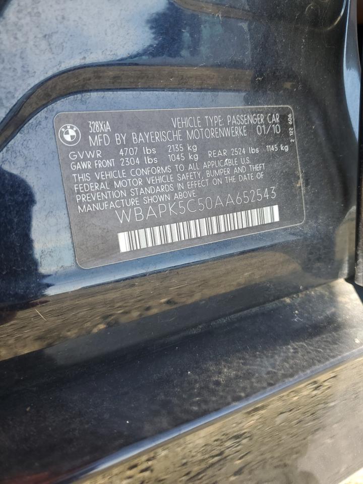 2010 BMW 3er VIN WBAPK5C50AA652543 Copart auction photo, stripped / front end damage thumbnail 13