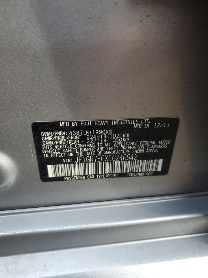 2014 Subaru WRX VIN JF1GR7E6XEG246942 Copart auction photo, hail damage thumbnail 12