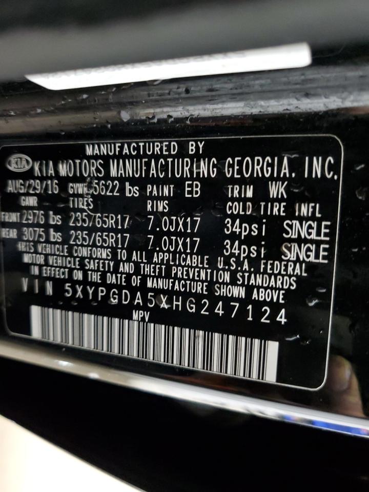 2017 KIA Sorento VIN 5XYPGDA5XHG247124 Copart auction photo, vandalism damage thumbnail 13