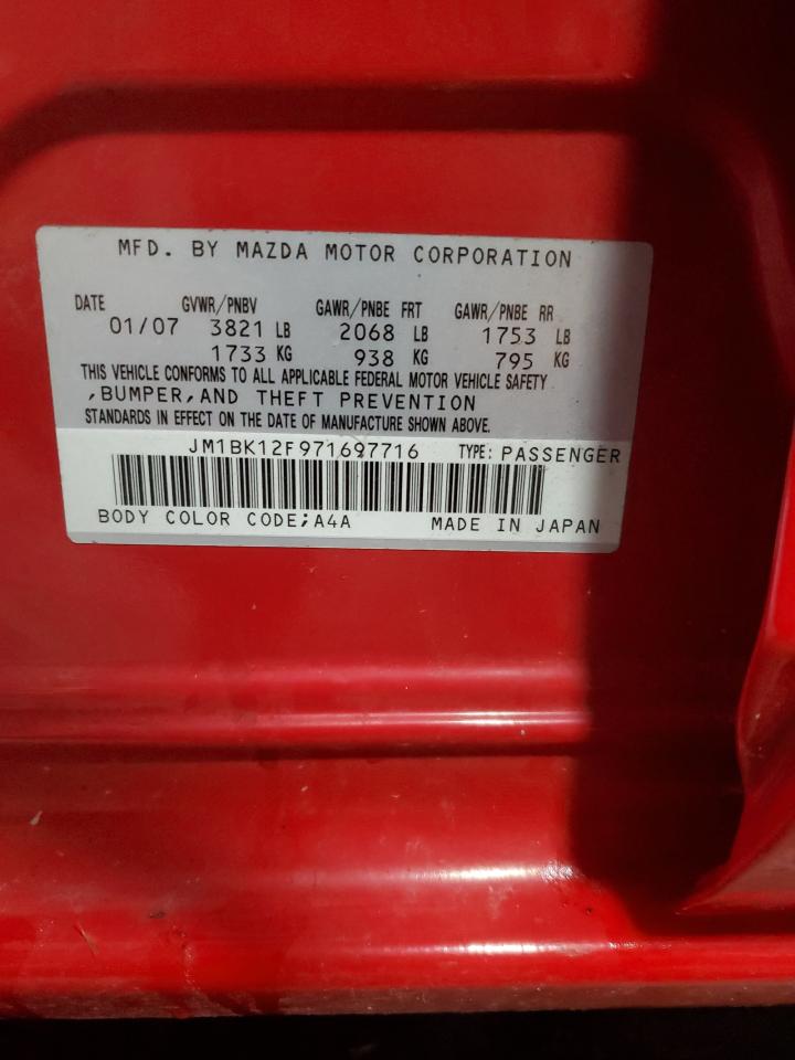 2007 Mazda 3 VIN JM1BK12F971697716 Copart auction photo, front end damage thumbnail 12
