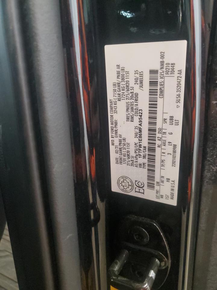 2021 Ford F-150 VIN 1FTFW1E86MFA95423 Copart auction photo, front end damage thumbnail 14