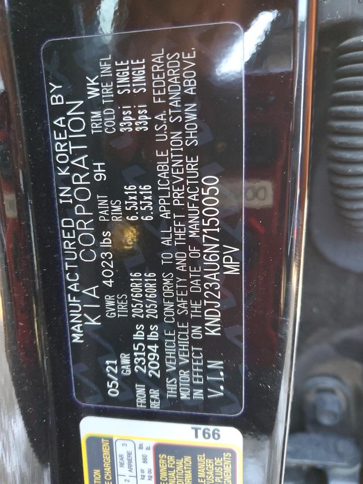 2022 KIA Soul VIN KNDJ23AU6N7150050 Copart auction photo, vandalism / front end damage thumbnail 13