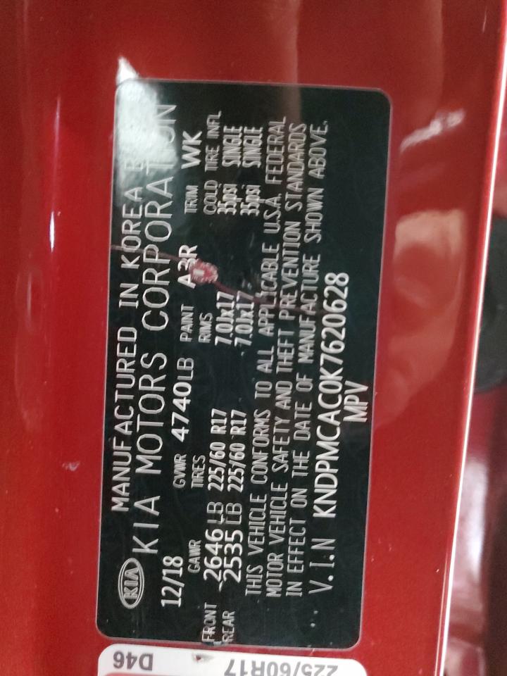 2019 KIA Sportage VIN KNDPMCAC0K7620628 Copart auction photo, front end damage thumbnail 15