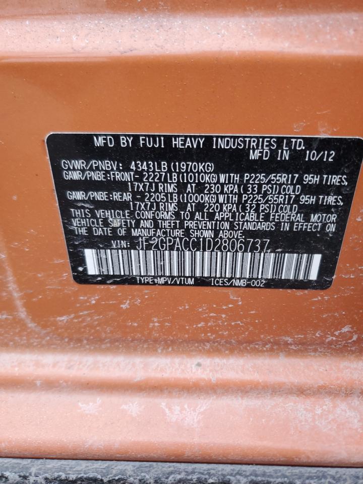 2013 Subaru XV VIN JF2GPACC1D2806737 Copart auction photo, front end damage thumbnail 13