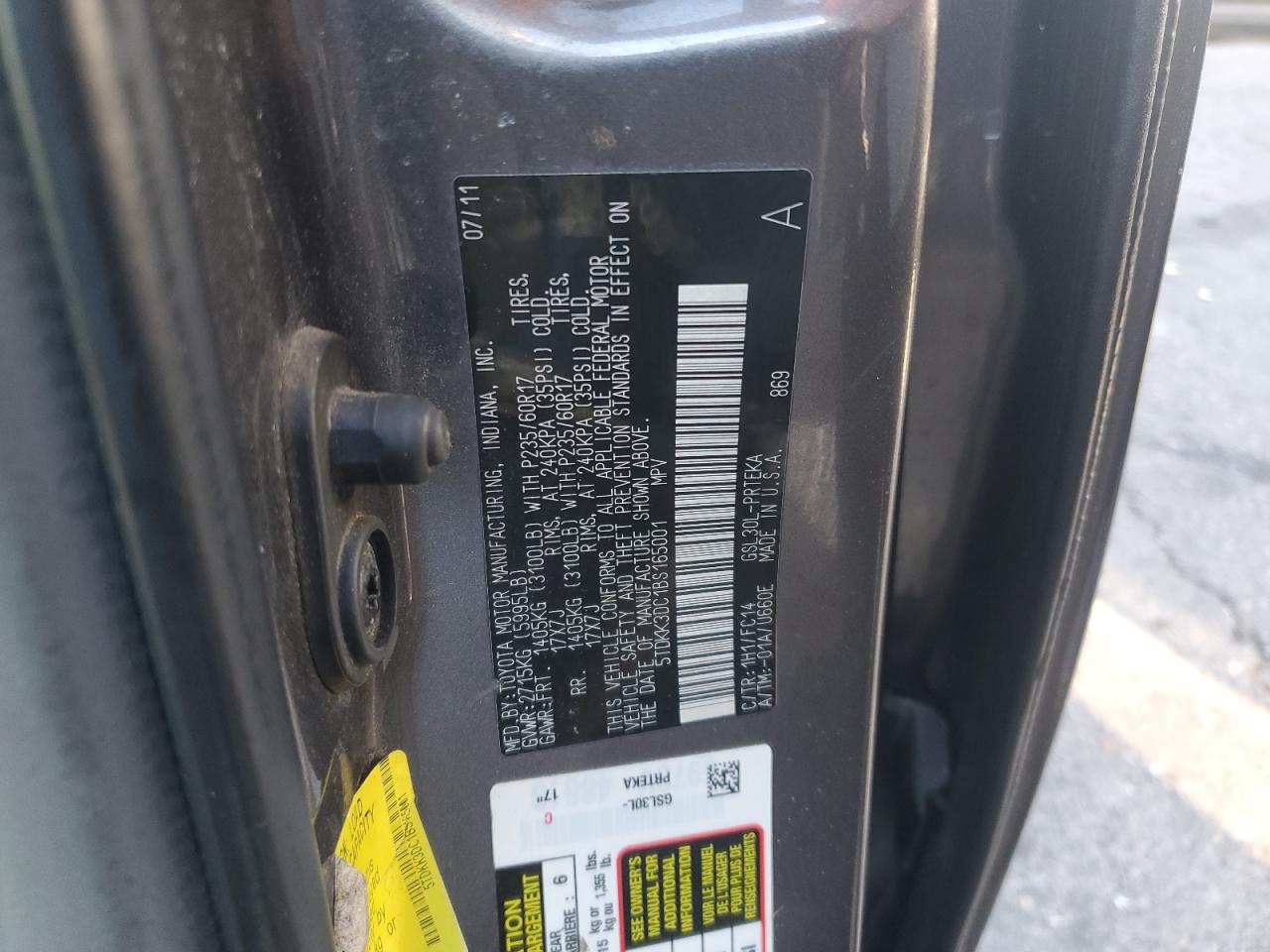 2011 Toyota Sienna VIN 5TDKK3DC1BS165001 Copart auction photo, front end damage thumbnail 13