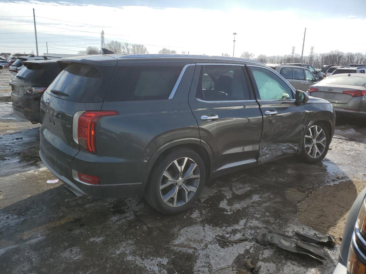 2021 Hyundai Palisade VIN KM8R5DHE9MU302297 Copart auction photo, side damage thumbnail 3