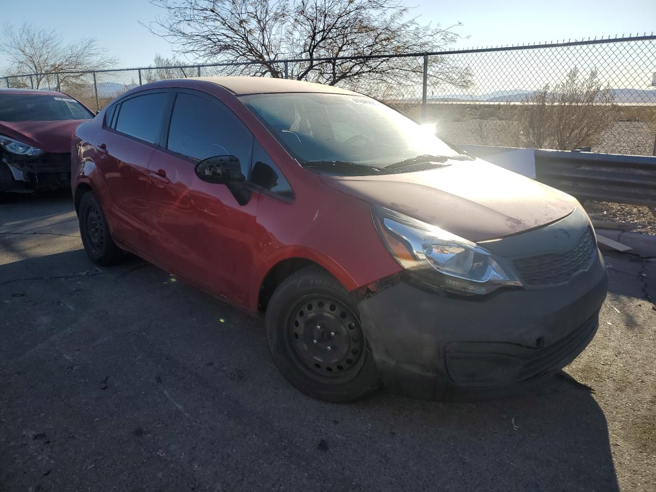 2014 KIA Rio VIN KNADM4A37E6342438 Copart auction photo, vandalism damage thumbnail 4