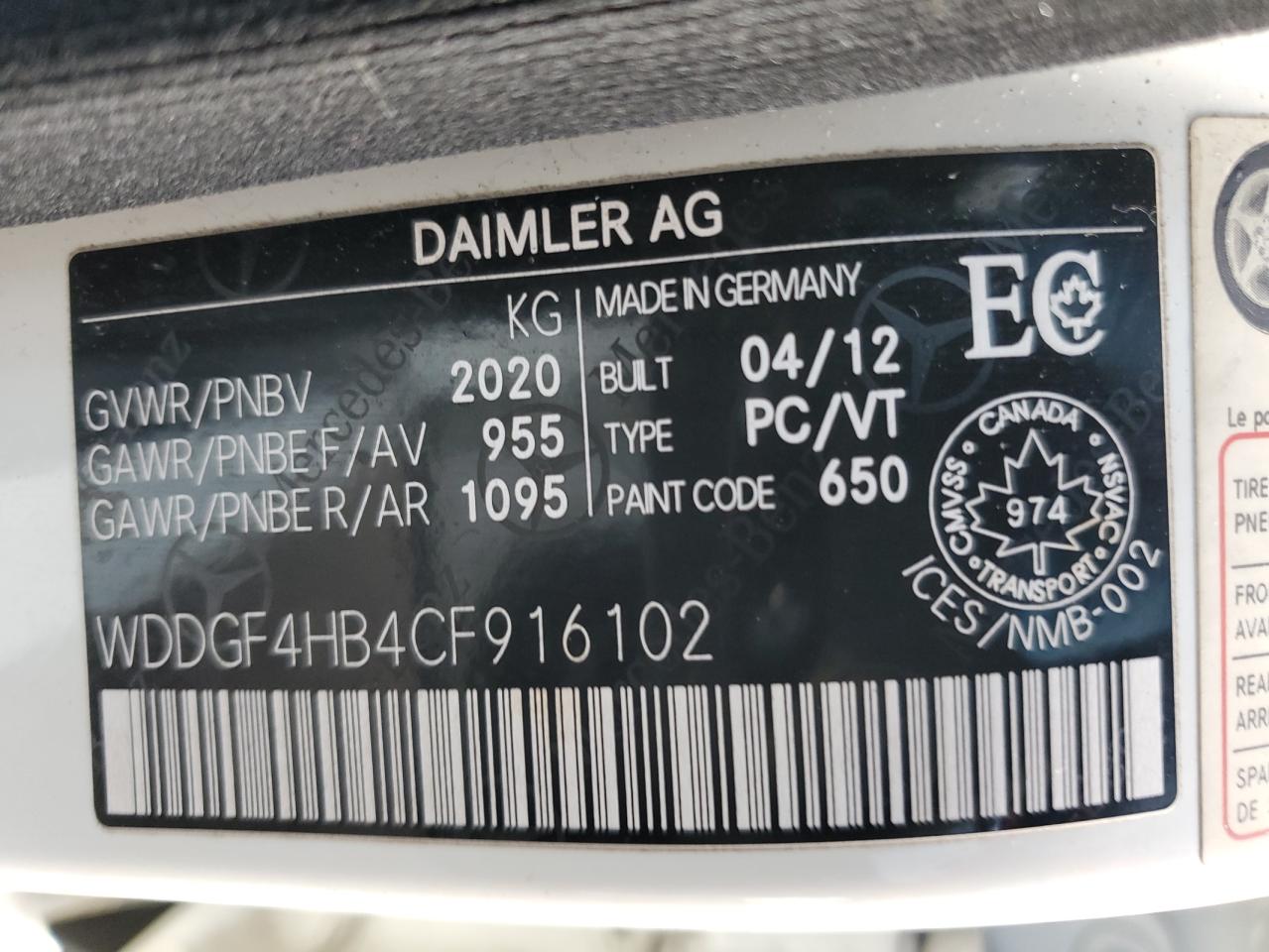 2012 Mercedes-Benz C-klasse VIN WDDGF4HB4CF916102 Copart auction photo, minor dent/scratches damage thumbnail 13