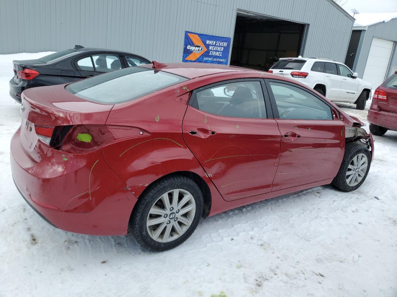 2016 Hyundai Elantra VIN KMHDH4AEXGU626911 Copart auction photo, front end / side damage thumbnail 3