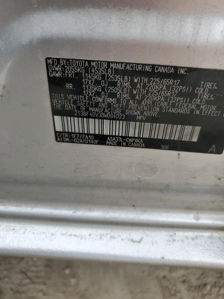 2011 Toyota RAV 4 VIN 2T3BF4DV3BW094023 Copart auction photo, front end damage thumbnail 13