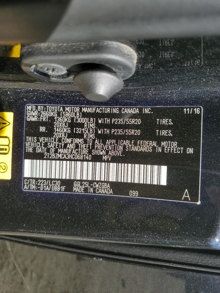 2017 Lexus RX VIN 2T2BZMCA3HC068140 Copart auction photo, front end damage thumbnail 13