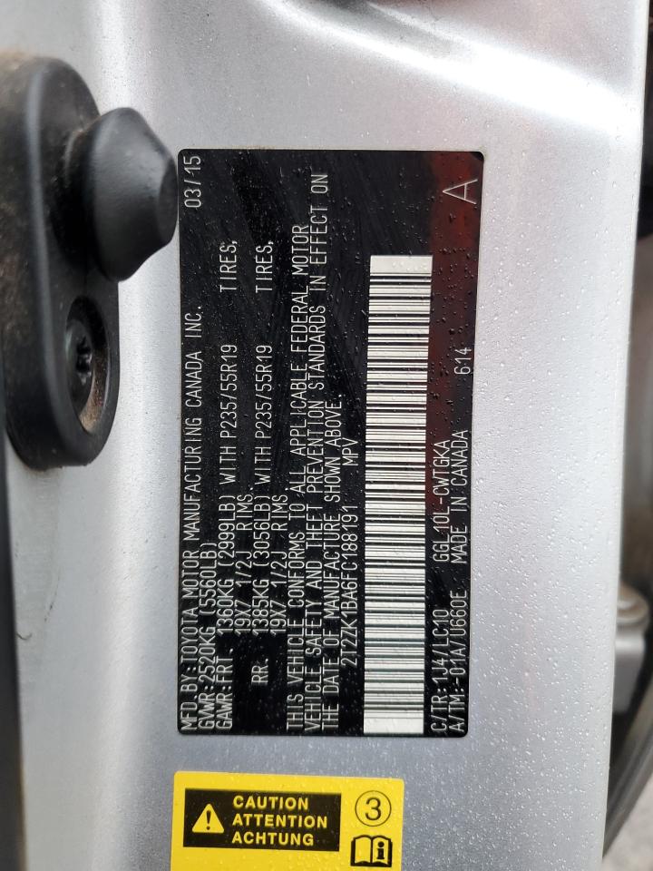 2015 Lexus RX VIN 2T2ZK1BA6FC188191 Copart auction photo, front end / minor dent/scratches damage thumbnail 16