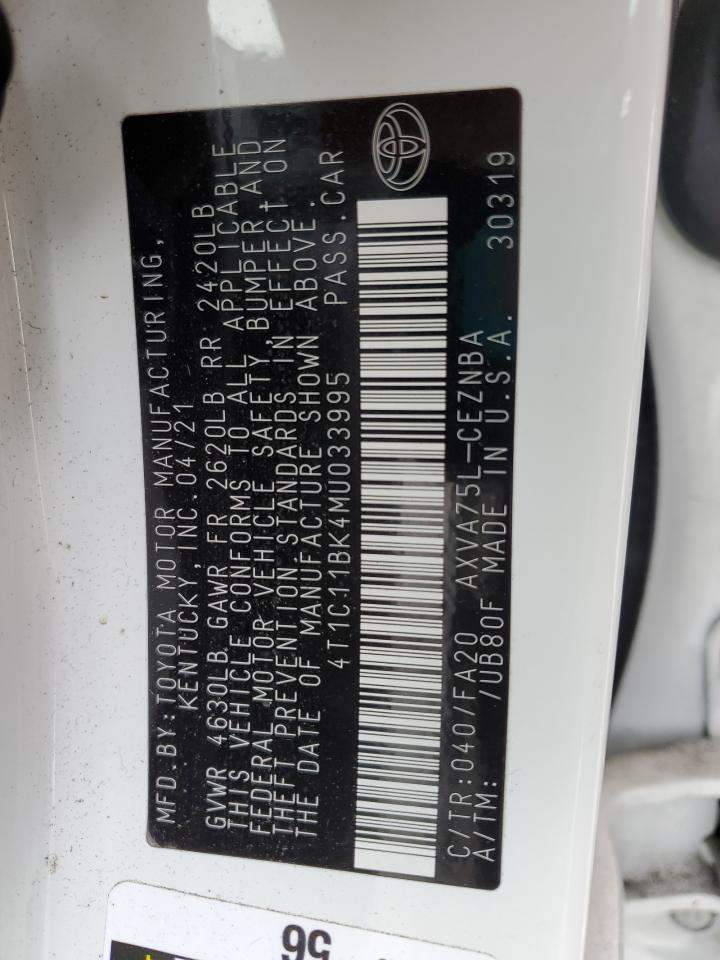 2021 Toyota Camry VIN 4T1C11BK4MU033995 Copart auction photo, front end damage thumbnail 12