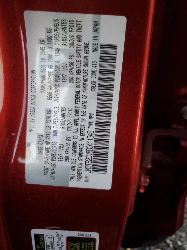2013 Mazda CX-9 VIN JM3TB2CV8D0411346 Copart auction photo, side damage thumbnail 13