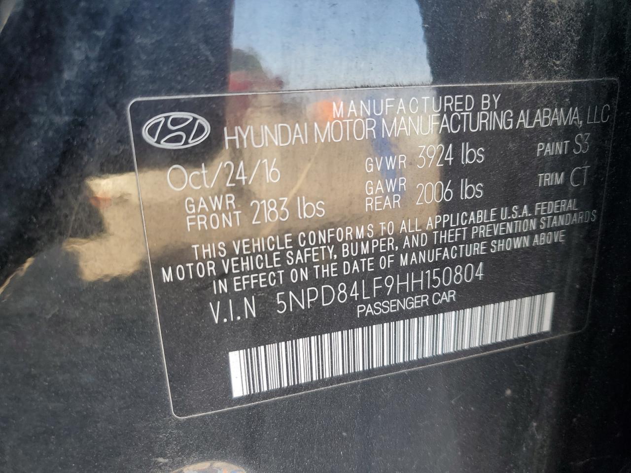2017 Hyundai Elantra VIN 5NPD84LF9HH150804 Copart auction photo, front end damage thumbnail 14