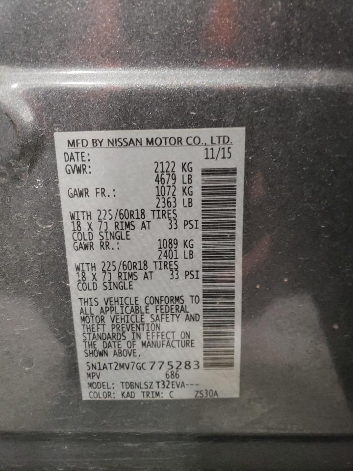 2016 Nissan Rogue VIN 5N1AT2MV7GC775283 Copart auction photo, front end damage thumbnail 15