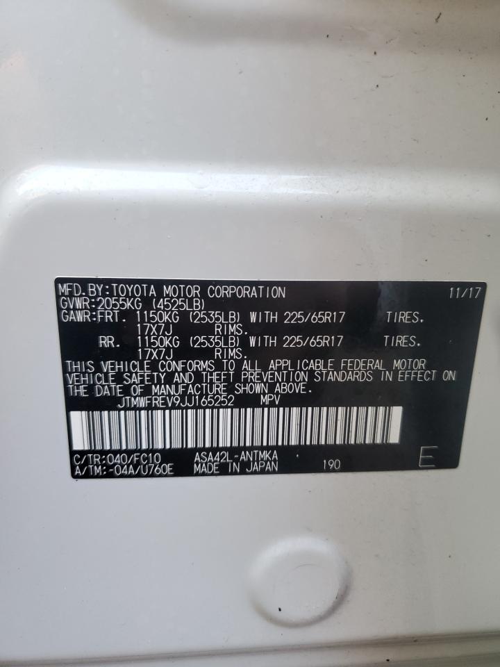 2018 Toyota RAV 4 VIN JTMWFREV9JJ165252 Copart auction photo, water/flood damage thumbnail 14