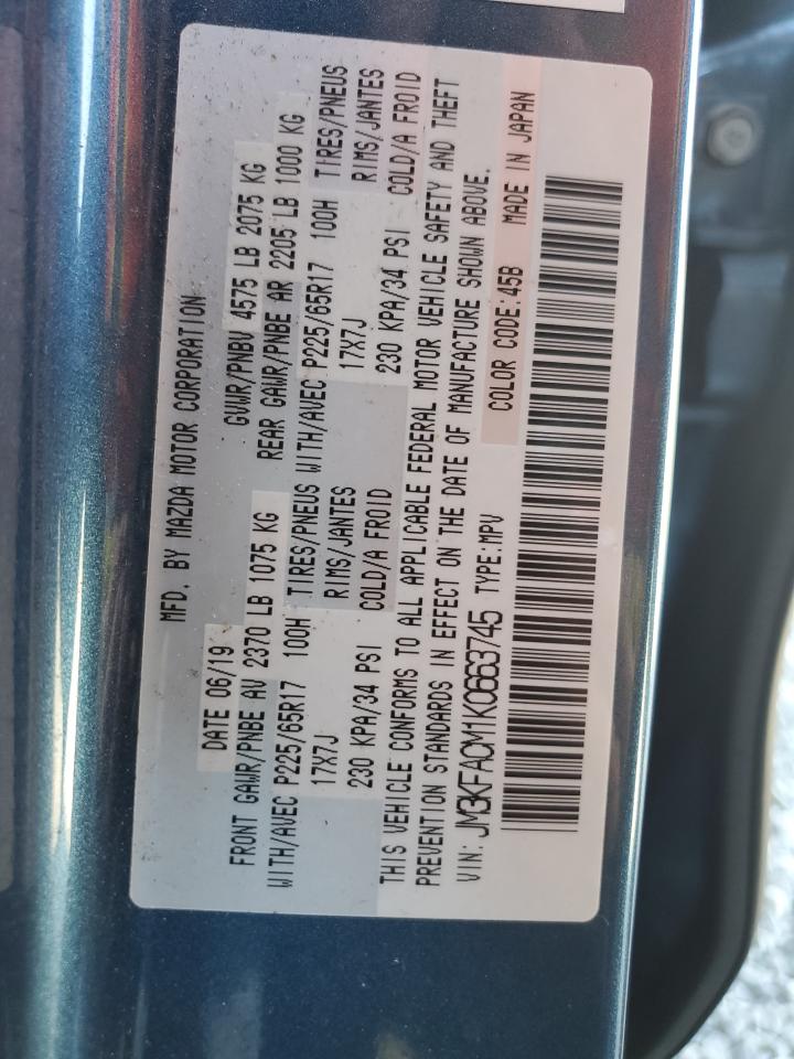 2019 Mazda CX-5 VIN JM3KFACM1K0663745 Copart auction photo, front end / minor dent/scratches damage thumbnail 13
