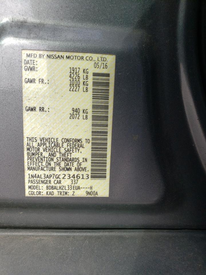 2016 Nissan Altima VIN 1N4AL3AP7GC234613 Copart auction photo, all over damage thumbnail 14