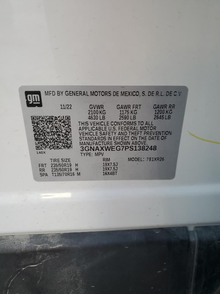 2023 Chevrolet Equinox VIN 3GNAXWEG7PS138248 Copart auction photo, rear end / front end damage thumbnail 15