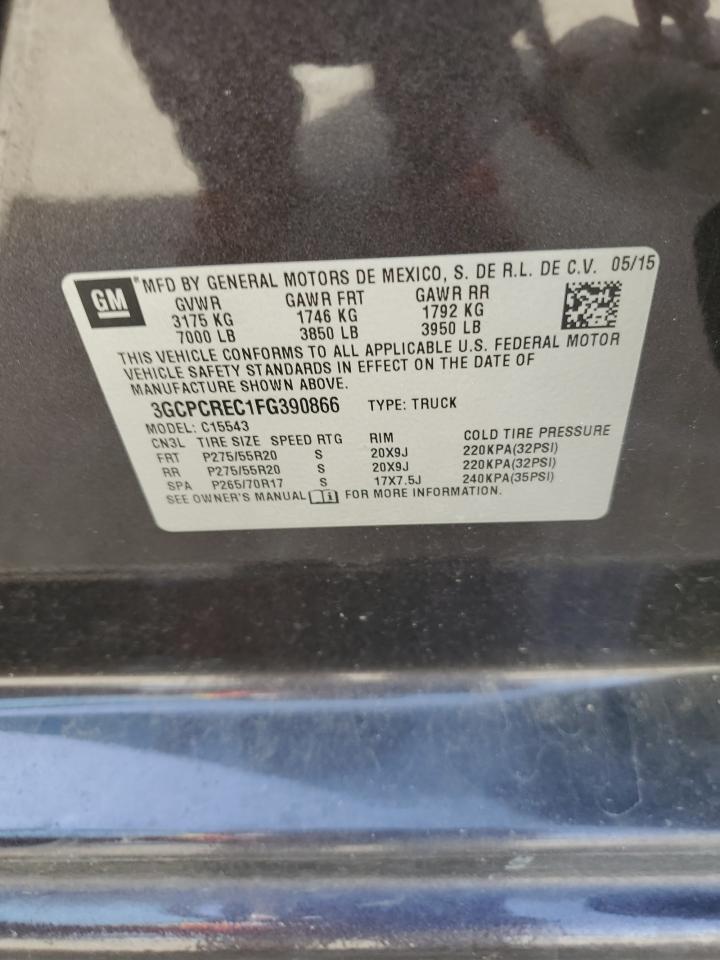 2015 Chevrolet Silverado VIN 3GCPCREC1FG390866 Copart auction photo, front end damage thumbnail 14