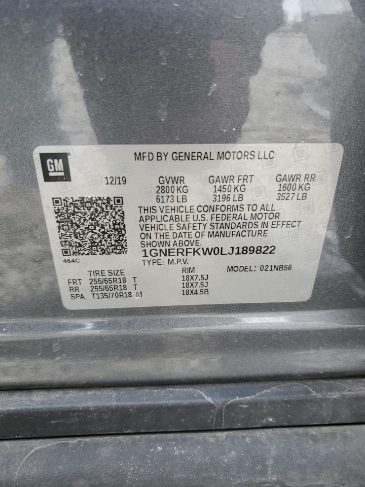 2020 Chevrolet Traverse VIN 1GNERFKW0LJ189822 Copart auction photo, front end damage thumbnail 16