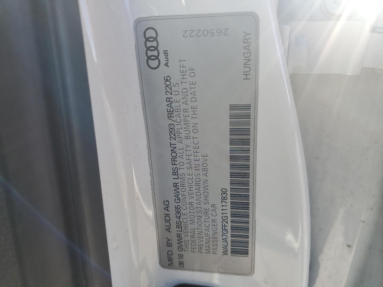 2016 Audi A3 VIN WAUA7GFF2G1117830 Copart auction photo, front end damage thumbnail 15
