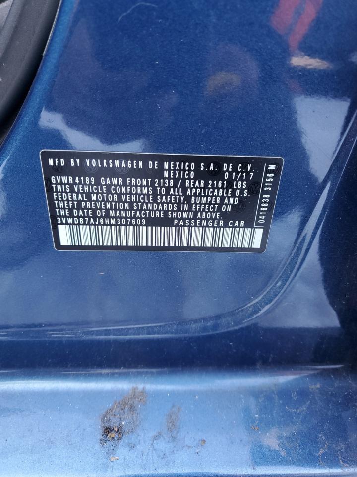 2017 Volkswagen Jetta VIN 3VWDB7AJ6HM307609 Copart auction photo, front end damage thumbnail 12