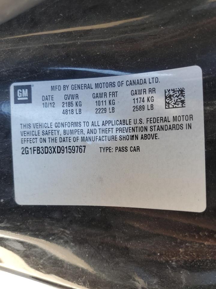 2013 Chevrolet Camaro VIN 2G1FB3D3XD9159767 Copart auction photo, front end damage thumbnail 13