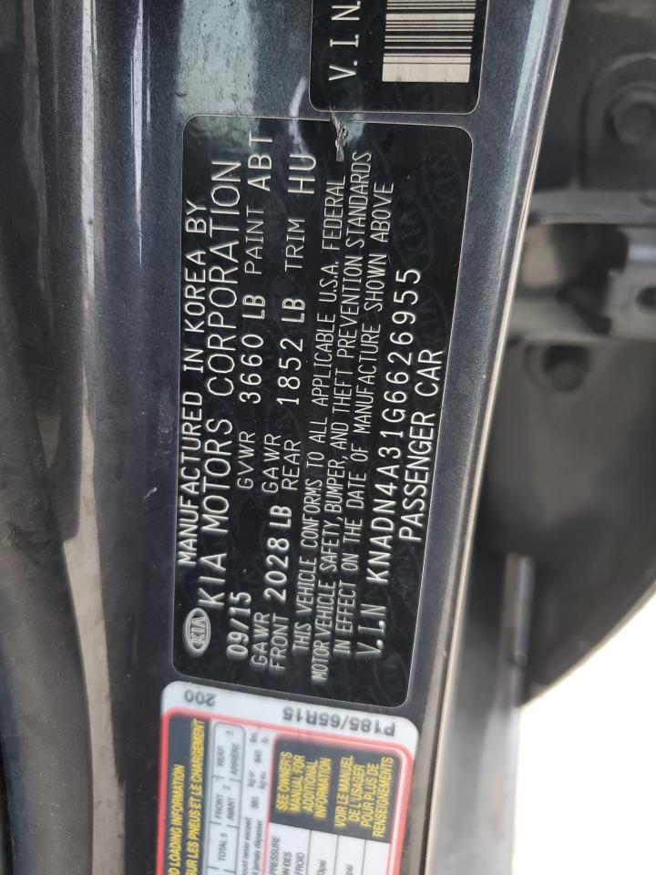 2016 KIA Rio VIN KNADN4A31G6626955 Copart auction photo, burn - interior / burn - engine damage thumbnail 12
