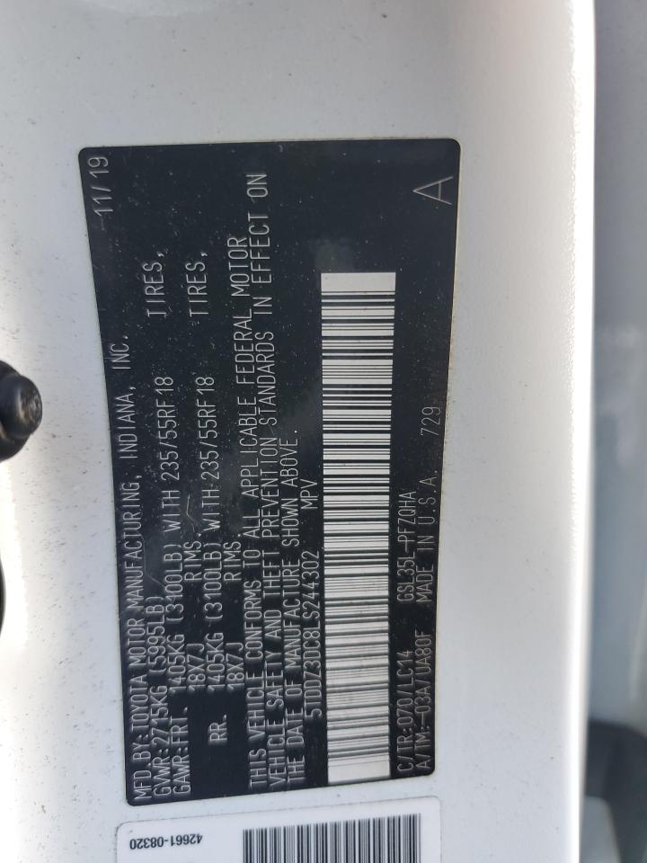 2020 Toyota Sienna VIN 5TDDZ3DC8LS244302 Copart auction photo, front end / rear end damage thumbnail 16