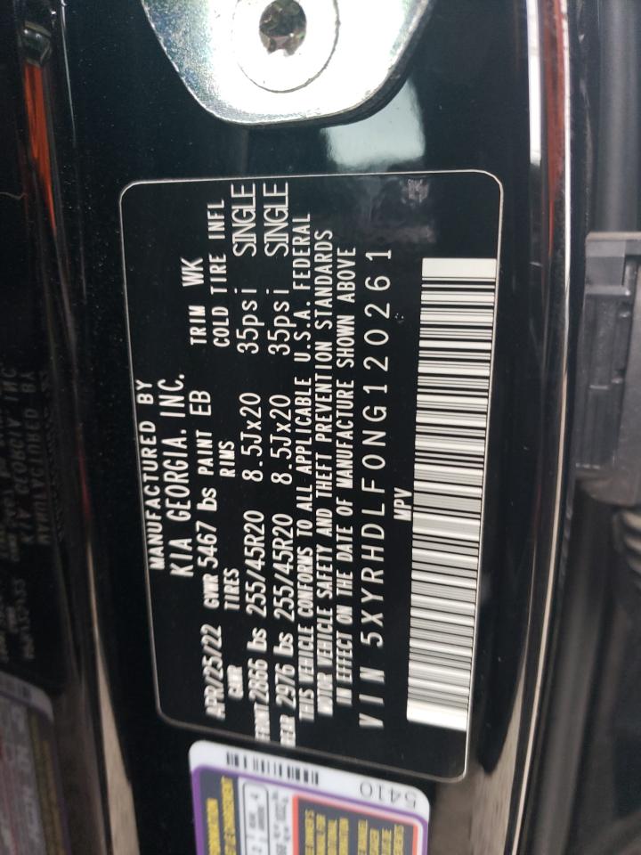 2022 KIA Sorento VIN 5XYRHDLF0NG120261 Copart auction photo, front end / minor dent/scratches damage thumbnail 13