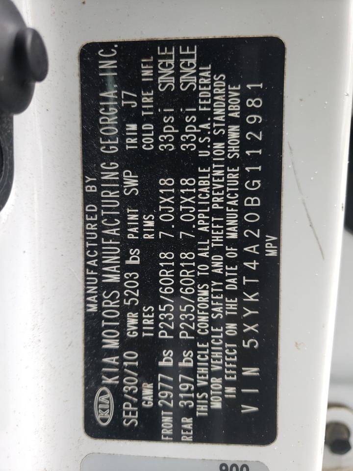 2011 KIA Sorento VIN 5XYKT4A20BG112981 Copart auction photo, front end damage thumbnail 13