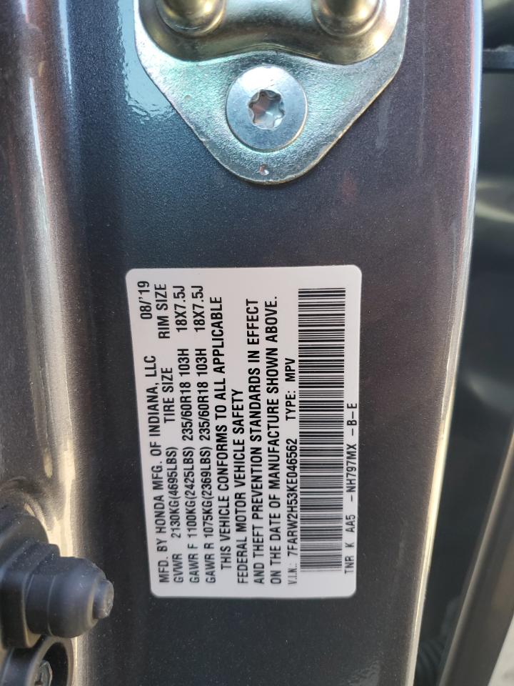 2019 Honda CR-V VIN 7FARW2H53KE046562 Copart auction photo, front end damage thumbnail 16